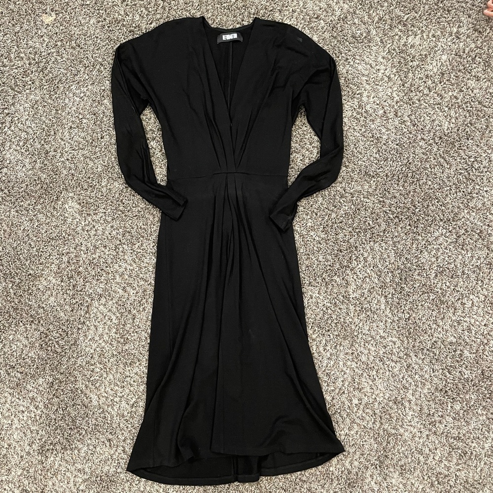Reformation v neck black midi dress XS LAST CALL